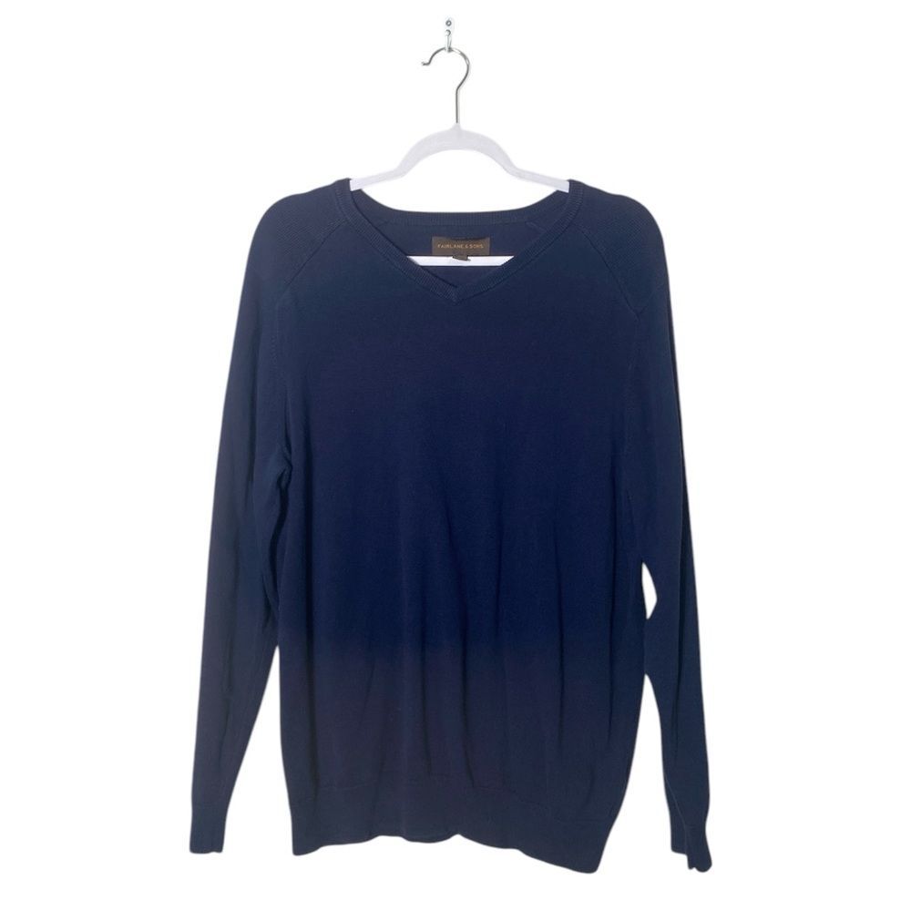 Fairlane & Sons Modern Textured V-Neck Cotton/Modal Blend Sweater Men's Size LRG
